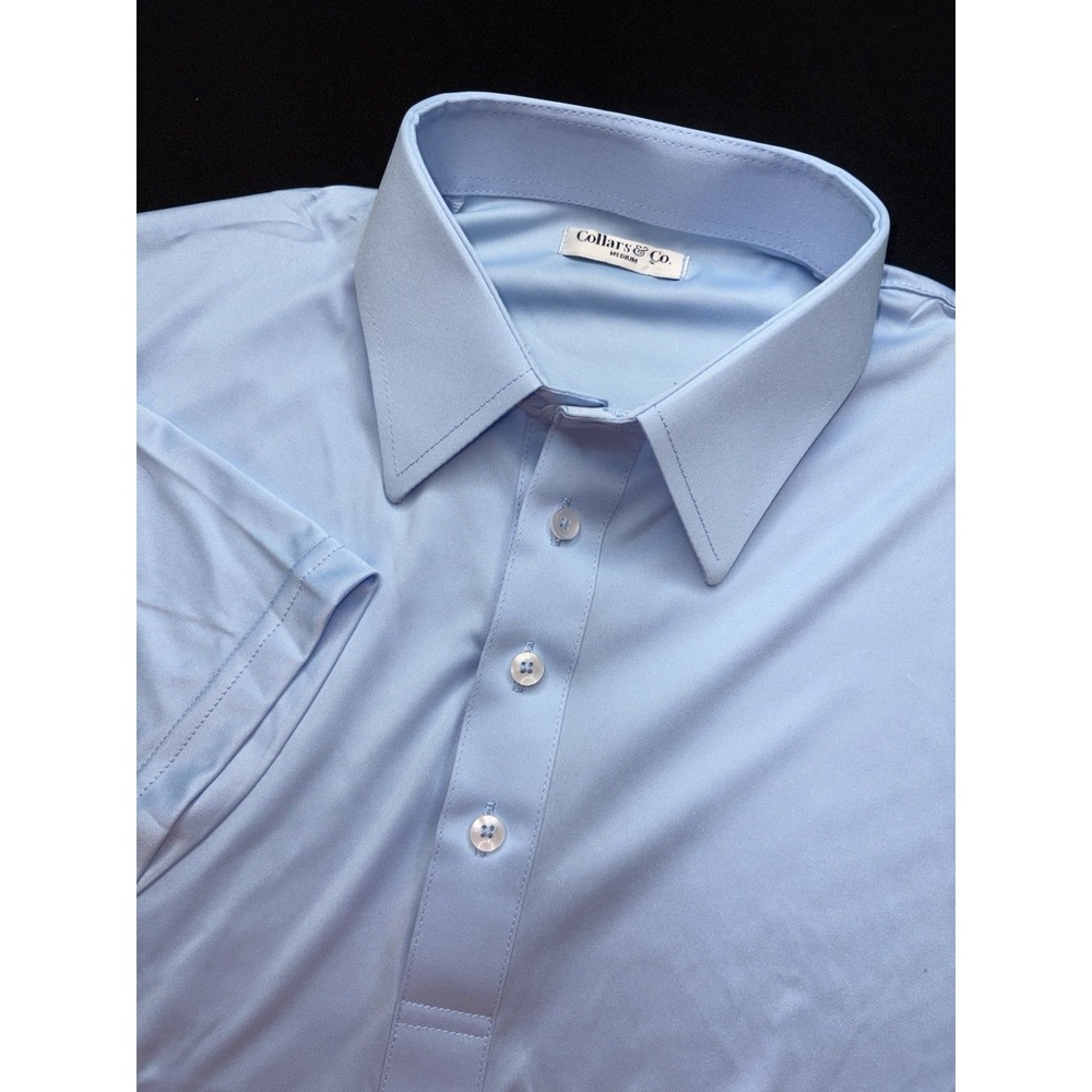 Collars & Co. Polo Shirt Mens Medium Blue Short Sleeve Casual